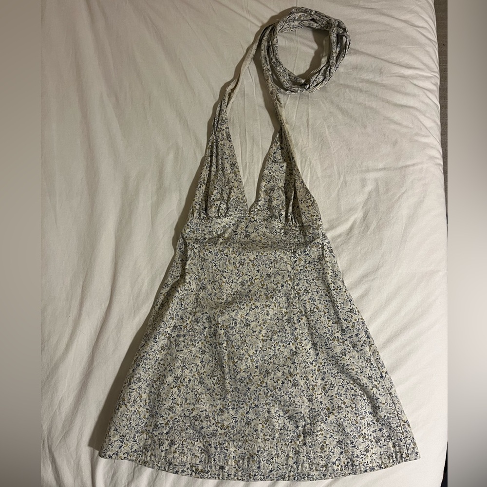 Free People Baby’s Got It floral denim halter dress